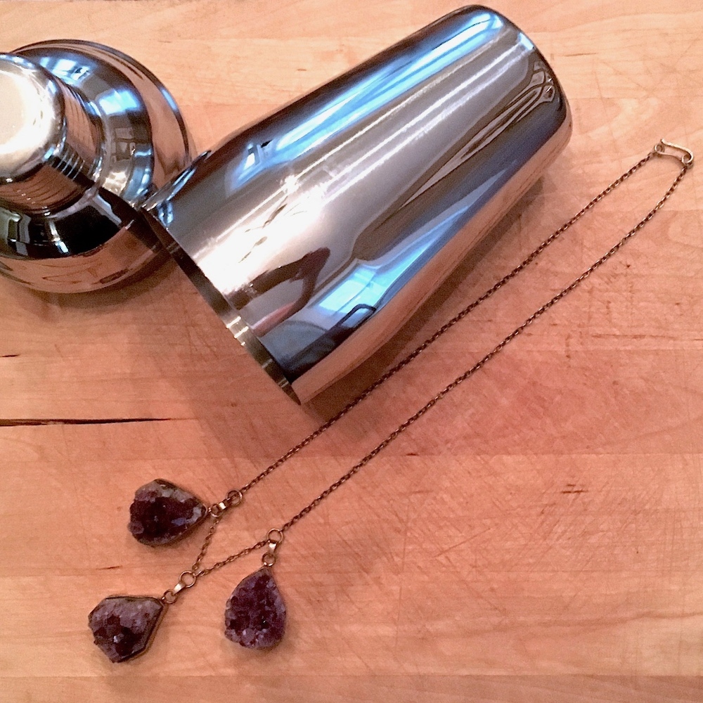 Vintage Raw Amethyst Crystal Pendant Necklace